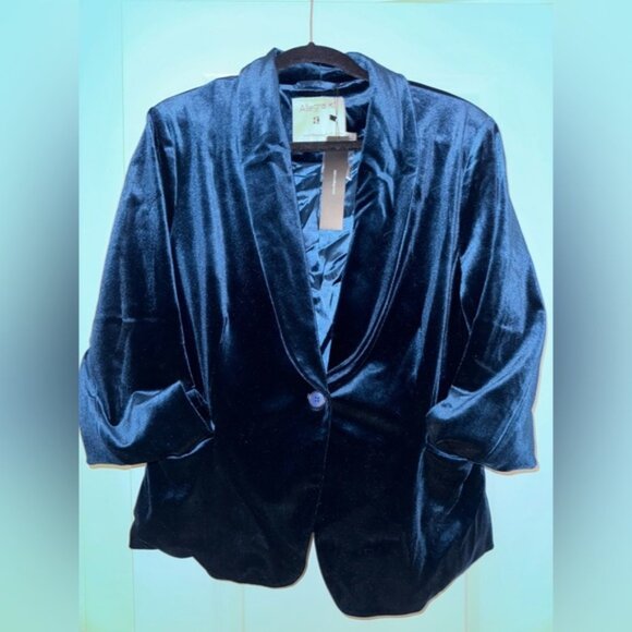 NWT Allegra K Women's Deep Blue Velvet Blazer - Picture 4 of 7